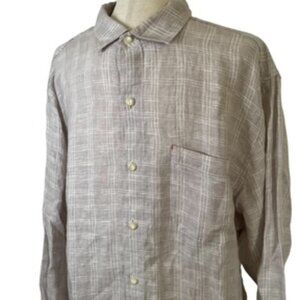 Tommy Bahama Linen Shirt Men's Size Large Long Sleeve Button Up‎ Beige